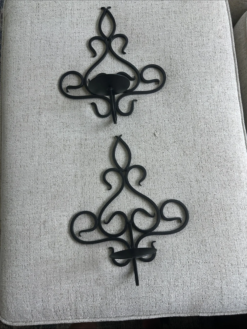 Vintage Black Wrought Iron Decorative Metal Candle Sconces - Set of 2